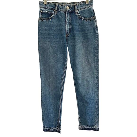 Sandro Paris Studded Blue Jeans Straight Leg Women’s Size 36 / 4 Casual edgy - Picture 1 of 12